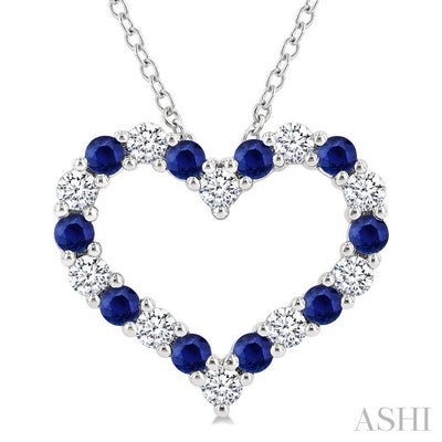 Heart Shape Alternate Gemstone & Diamond Fashion Pendant