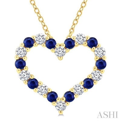 Heart Shape Alternate Gemstone & Diamond Fashion Pendant