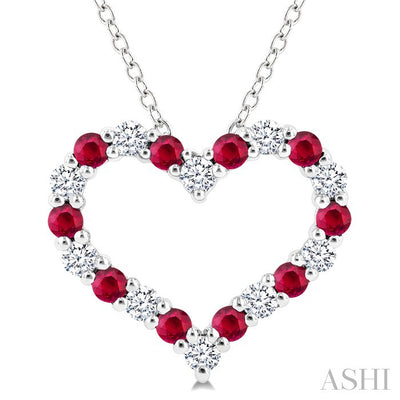 Heart Shape Alternate Gemstone & Diamond Fashion Pendant