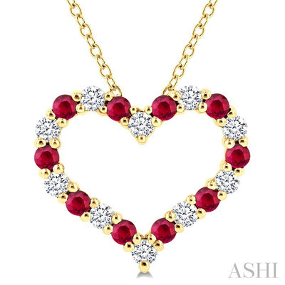Heart Shape Alternate Gemstone & Diamond Fashion Pendant