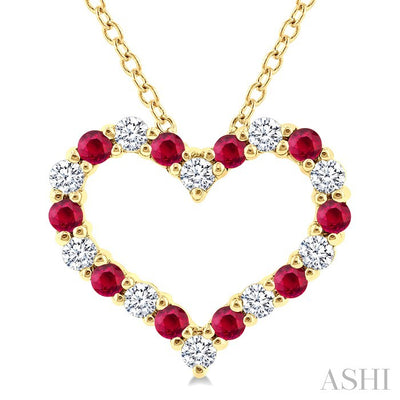 Heart Shape Alternate Gemstone & Diamond Fashion Pendant