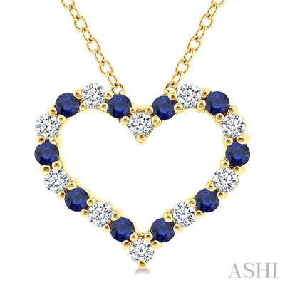 Heart Shape Alternate Gemstone & Diamond Fashion Pendant