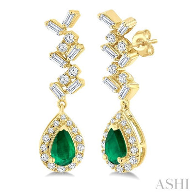 Pear Shape Gemstone & Halo Diamond Earrings
