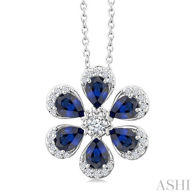 Blossom Pear Shape Gemstone & Diamond Pendant