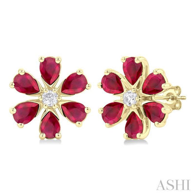 Blossom Pear Shape Gemstone & Diamond Earrings