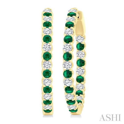 Inside-Out Alternate Gemstone & Diamond Hoop Earrings