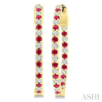 Inside-Out Alternate Gemstone & Diamond Hoop Earrings