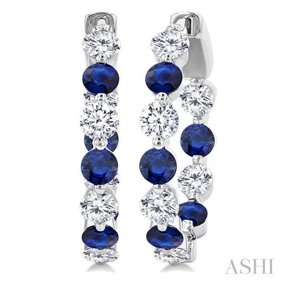 Inside-Out Alternate Gemstone & Diamond Hoop Earrings