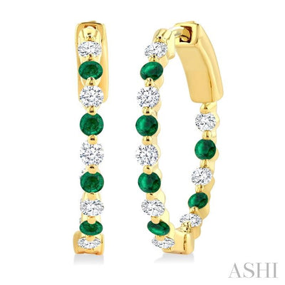 Inside-Out Alternate Gemstone & Diamond Hoop Earrings