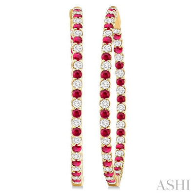 Inside-Out Alternate Gemstone & Diamond Hoop Earrings