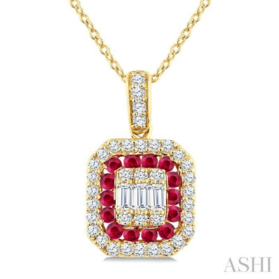 Emerald Shape Gemstone & Diamond Fusion Pendant