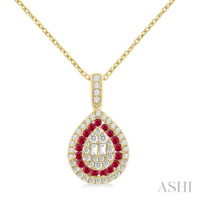Pear Shape Gemstone & Diamond Fusion Pendant