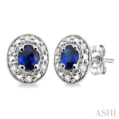 Oval Shape Gemstone & Diamond Earrings
