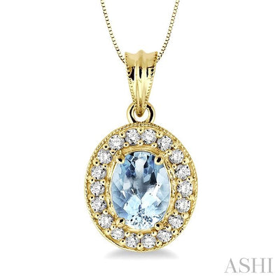 Oval Shape Gemstone & Halo Diamond Pendant