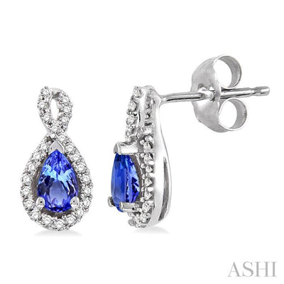 Pear Shape Gemstone & Halo Diamond Earrings