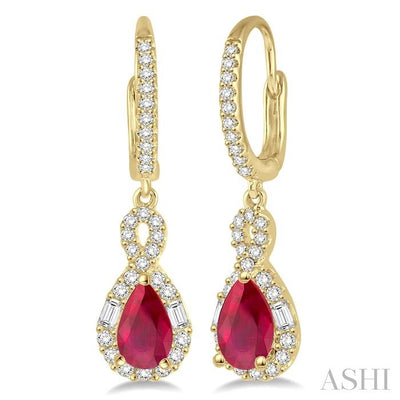 Pear Shape Gemstone & Halo Diamond Earrings