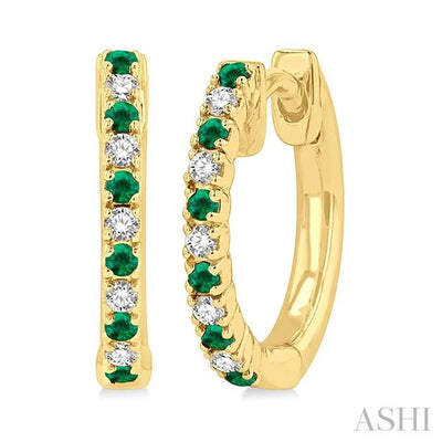 Alternate Gemstone & Diamond Huggie Fashion Earrings