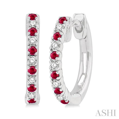 Alternate Gemstone & Diamond Huggie Fashion Earrings