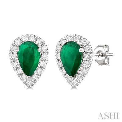 Pear Shape Gemstone & Halo Diamond Earrings