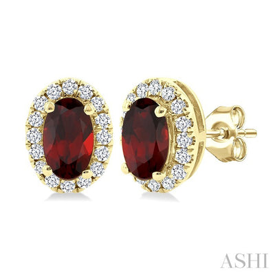 Oval Shape Gemstone & Halo Diamond Earrings