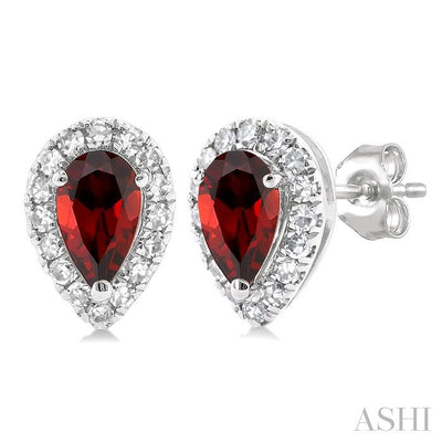 Pear Shape Gemstone & Halo Diamond Earrings