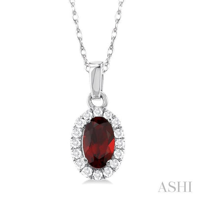 Oval Shape Gemstone & Halo Diamond Pendant