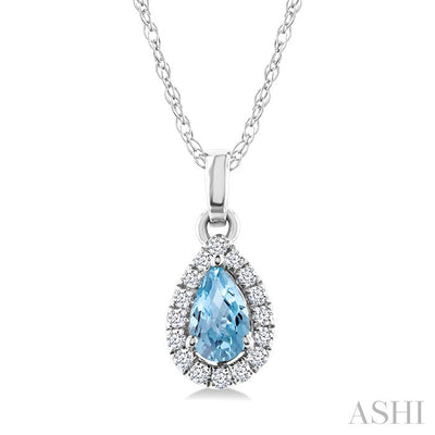 Pear Shape Gemstone & Halo Diamond Pendant