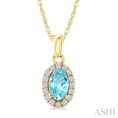 Oval Shape Gemstone & Halo Diamond Pendant