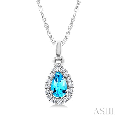 Pear Shape Gemstone & Halo Diamond Pendant