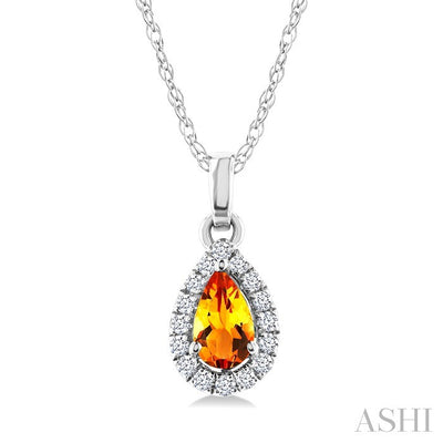 Pear Shape Gemstone & Halo Diamond Pendant