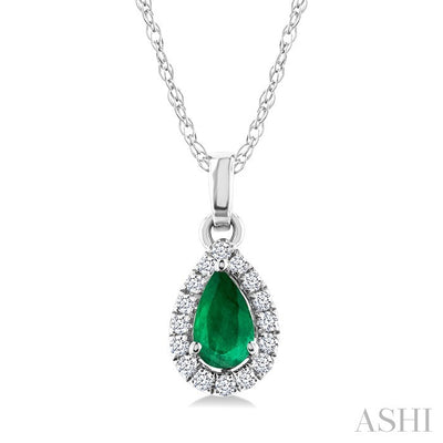 Pear Shape Gemstone & Halo Diamond Pendant