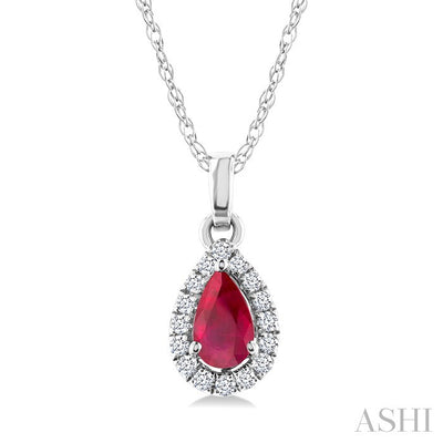 Pear Shape Gemstone & Halo Diamond Pendant