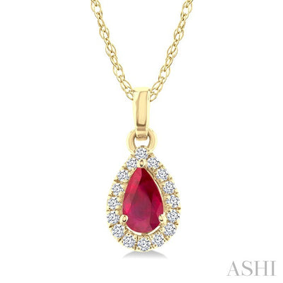 Pear Shape Gemstone & Halo Diamond Pendant