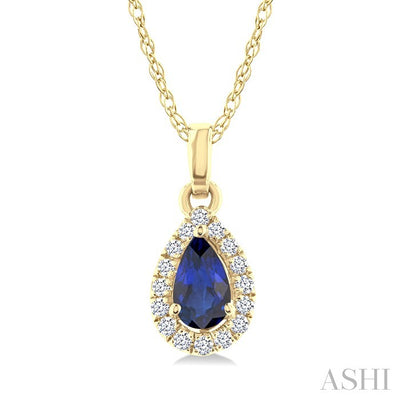 Pear Shape Gemstone & Halo Diamond Pendant