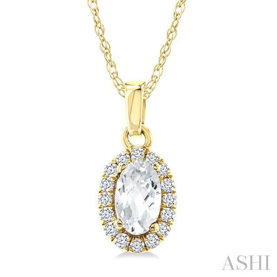 Oval Shape Gemstone & Halo Diamond Pendant