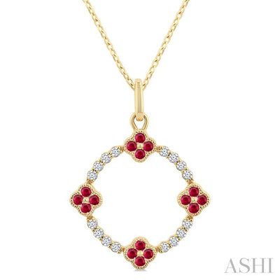 Clover Circle Gemstone & Diamond Pendant
