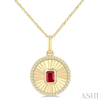 Round Shape Fluted Medallion Gemstone & Diamond Pendant