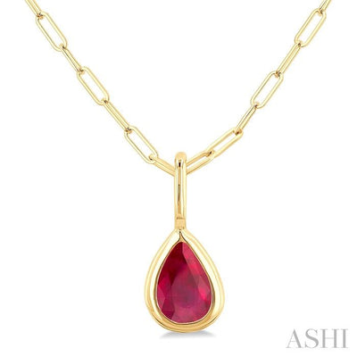Pear Shape Bezel Set Paperclip Gemstone Fashion Pendant