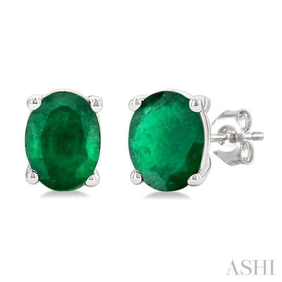 Oval Shape Gemstone Stud Earrings