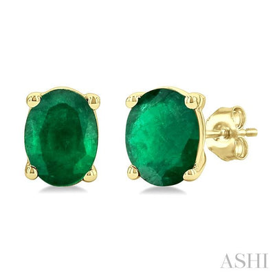 Oval Shape Gemstone Stud Earrings