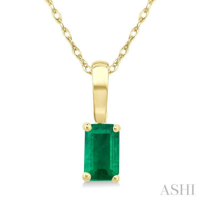 Emerald Shape Gemstone Solitaire Pendant