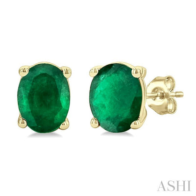 Oval Shape Gemstone Stud Earrings