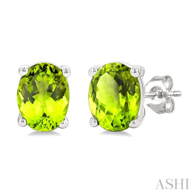 Oval Shape Gemstone Stud Earrings