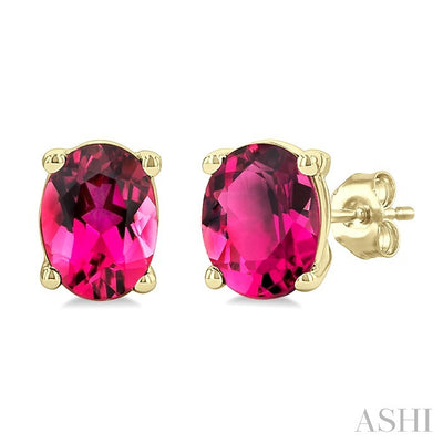 Oval Shape Gemstone Stud Earrings
