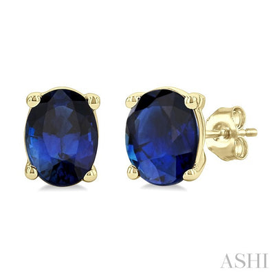 Oval Shape Gemstone Stud Earrings
