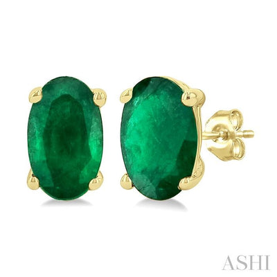 Oval Shape Gemstone Stud Earrings