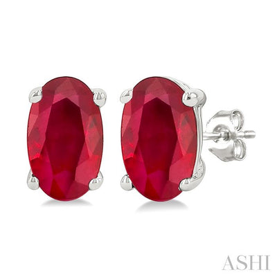 Oval Shape Gemstone Stud Earrings