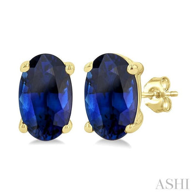 Oval Shape Gemstone Stud Earrings