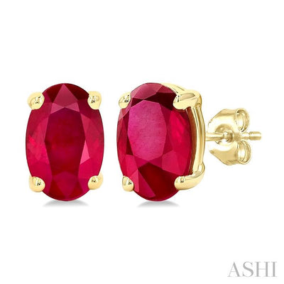 Oval Shape Gemstone Stud Earrings