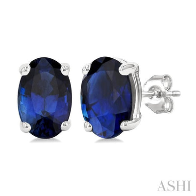 Oval Shape Gemstone Stud Earrings